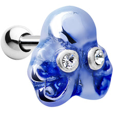 Load image into Gallery viewer, Silver 925 Clear Gem Blue Octopus Cartilage Tragus Earring
