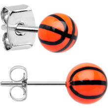 将图片加载到图库查看器，Orange Acrylic Double Dribble Basketball Stud Earrings
