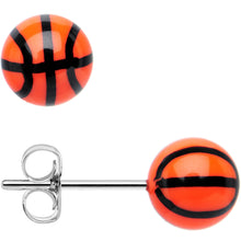 将图片加载到图库查看器，Orange Acrylic Double Dribble Basketball Stud Earrings
