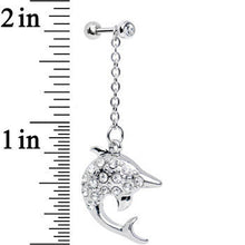 Load image into Gallery viewer, Clear Gem Bottlenose Dolphin Dangle Cartilage Tragus Earring
