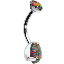 将图片加载到图库查看器，Double Black Synthetic Opal Internally Threaded Belly Ring 7/16

