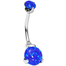 将图片加载到图库查看器，Double Blue Synthetic Opal Internally Threaded Belly Ring
