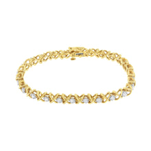 Load image into Gallery viewer, 10K Yellow Gold Plated Sterling Silver 1 cttw Diamond Link Bracelet (J-K Clarity, I1-I2 Color) - Size 7"

