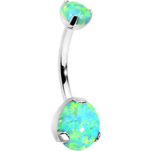将图片加载到图库查看器，Double Green Synthetic Opal Internally Threaded Belly Ring 7/16
