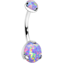 将图片加载到图库查看器，Double Light Purple Synthetic Opal Internally Threaded Belly Ring 7/16
