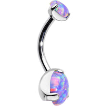 将图片加载到图库查看器，Double Light Purple Synthetic Opal Internally Threaded Belly Ring 7/16
