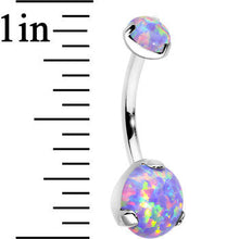 将图片加载到图库查看器，Double Light Purple Synthetic Opal Internally Threaded Belly Ring 7/16
