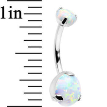 Load image into Gallery viewer, Double White Synthetic Opal Internally Threaded Belly Ring 7/16
