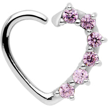 Load image into Gallery viewer, 16G Pink CZ  Heart Left Closure Daith Cartilage Tragus Earring
