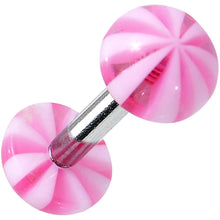 Load image into Gallery viewer, 16G Pink White Acrylic Peppermint Love Barbell Eyebrow Ring 5/16
