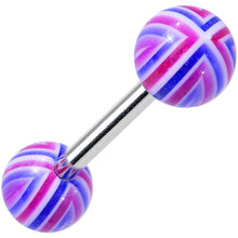 Load image into Gallery viewer, 14G Pink Blue Acrylic Sweet Blush Barbell Tongue Ring 5/8

