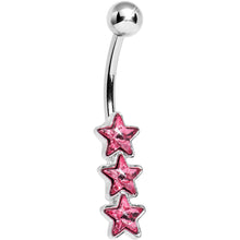 将图片加载到图库查看器，Pink Gem Dazzling Triple Star Belly Ring
