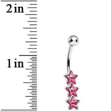 将图片加载到图库查看器，Pink Gem Dazzling Triple Star Belly Ring
