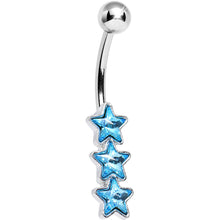 Load image into Gallery viewer, Aqua Gem Dazzling Triple Star Belly Ring
