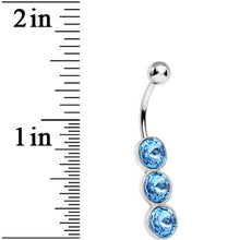 Load image into Gallery viewer, Aqua Gem Triple Twinkling Drops Belly Ring
