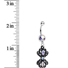 Load image into Gallery viewer, Aurora Gem Black Frilly London Lace Dangle Belly Ring
