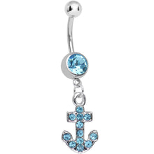 将图片加载到图库查看器，Aqua Gem Sparkle Anchor Dangle Belly Ring
