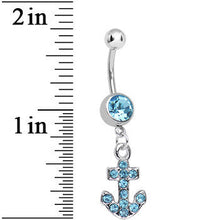将图片加载到图库查看器，Aqua Gem Sparkle Anchor Dangle Belly Ring
