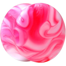 Load image into Gallery viewer, Acrylic Pink and White Marbled Saddle Plug 6G to 1 Inch
