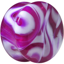 Load image into Gallery viewer, Acrylic Purple and White Marbled Saddle Plug 6G to 1 Inch

