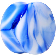 Load image into Gallery viewer, Acrylic Blue and White Marbled Saddle Plug 6G to 1 Inch
