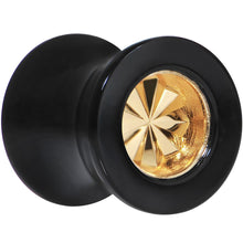 Load image into Gallery viewer, Black Acrylic Gold Flashy Tire Rim Saddle Plug 2G to 20mm
