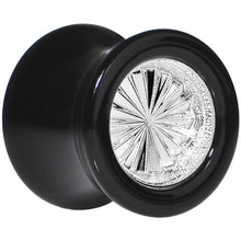 Load image into Gallery viewer, Black Acrylic Silver Flashy Tire Rim Saddle Plug 2G to 20mm

