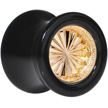 Load image into Gallery viewer, Black Acrylic Gold Flashy Tire Rim Saddle Plug 2G to 20mm
