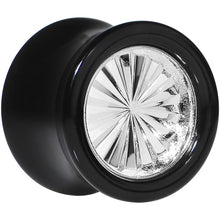 Load image into Gallery viewer, Black Acrylic Silver Flashy Tire Rim Saddle Plug 2G to 20mm
