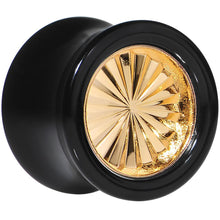 Load image into Gallery viewer, Black Acrylic Gold Flashy Tire Rim Saddle Plug 2G to 20mm

