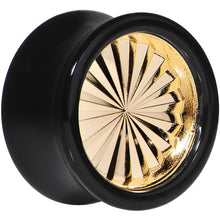 Load image into Gallery viewer, Black Acrylic Gold Flashy Tire Rim Saddle Plug 2G to 20mm
