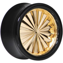 Load image into Gallery viewer, Black Acrylic Gold Flashy Tire Rim Saddle Plug 2G to 20mm
