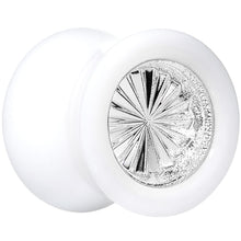 Load image into Gallery viewer, White Acrylic Silver Flashy Tire Rim Saddle Plug 2G to 20mm
