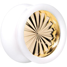 Load image into Gallery viewer, White Acrylic Gold Flashy Tire Rim Saddle Plug 2G to 20mm
