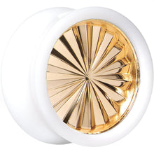 Load image into Gallery viewer, White Acrylic Gold Flashy Tire Rim Saddle Plug 2G to 20mm
