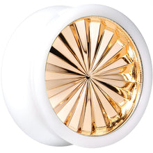 Load image into Gallery viewer, White Acrylic Gold Flashy Tire Rim Saddle Plug 2G to 20mm
