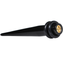 Load image into Gallery viewer, Black Acrylic Gold Flashy Tire Rim Taper 2G to 20mm
