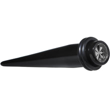 Load image into Gallery viewer, Black Acrylic Grey Flashy Tire Rim Taper 2G to 20mm
