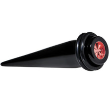 Load image into Gallery viewer, Black Acrylic Red Flashy Tire Rim Taper 2G to 20mm
