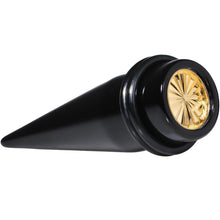 Load image into Gallery viewer, Black Acrylic Gold Flashy Tire Rim Taper 2G to 20mm
