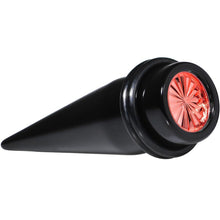 Load image into Gallery viewer, Black Acrylic Red Flashy Tire Rim Taper 2G to 20mm
