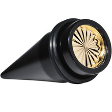 Load image into Gallery viewer, Black Acrylic Gold Flashy Tire Rim Taper 2G to 20mm
