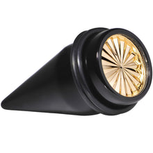 Load image into Gallery viewer, Black Acrylic Gold Flashy Tire Rim Taper 2G to 20mm

