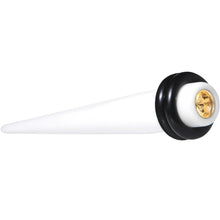 Load image into Gallery viewer, White Acrylic Gold Flashy Tire Rim Taper 2G to 20mm
