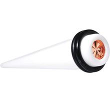 Load image into Gallery viewer, White Acrylic Pink Flashy Tire Rim Taper 2G to 20mm
