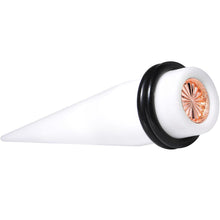 Load image into Gallery viewer, White Acrylic Pink Flashy Tire Rim Taper 2G to 20mm

