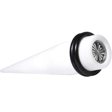 Load image into Gallery viewer, White Acrylic Grey Flashy Tire Rim Taper 2G to 20mm
