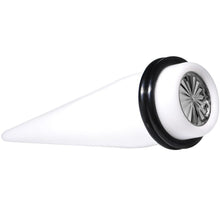 Load image into Gallery viewer, White Acrylic Grey Flashy Tire Rim Taper 2G to 20mm
