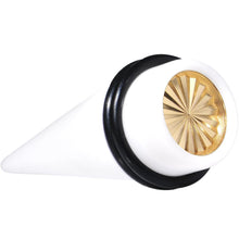 Load image into Gallery viewer, White Acrylic Gold Flashy Tire Rim Taper 2G to 20mm
