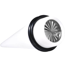 Load image into Gallery viewer, White Acrylic Grey Flashy Tire Rim Taper 2G to 20mm

